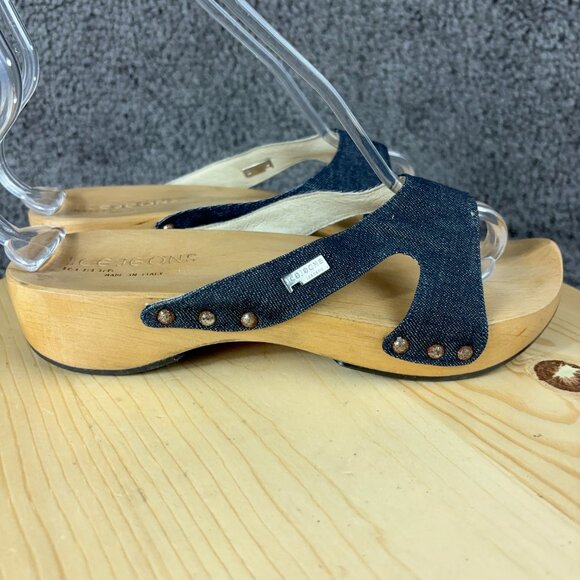 Iceberg Sandals Womens Size 8.5 EU 39 IceJeans Wood Platform Clog Made in Italy - Picture 3 of 8